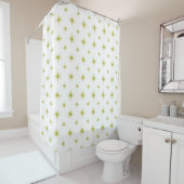 Avocado Green Atomic Starburst Pattern midden eeuw Douchegordijn (In situ)