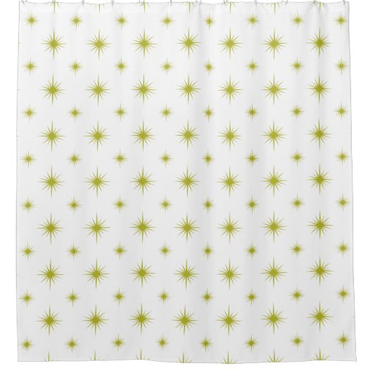 Avocado Green Atomic Starburst Pattern midden eeuw Douchegordijn (Voorkant)