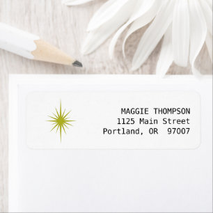 Avocado Green Atomic Starburst Retro Mid Century Etiket