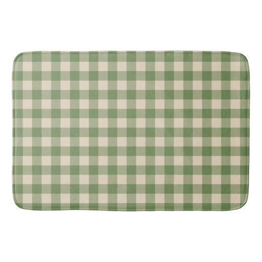 Avocado Green Cotvoordcore Gingham Check Pset Badmat (Voorkant)