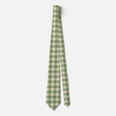 Avocado Green Cotvoordcore Gingham Check Pset Stropdas (Voorkant)