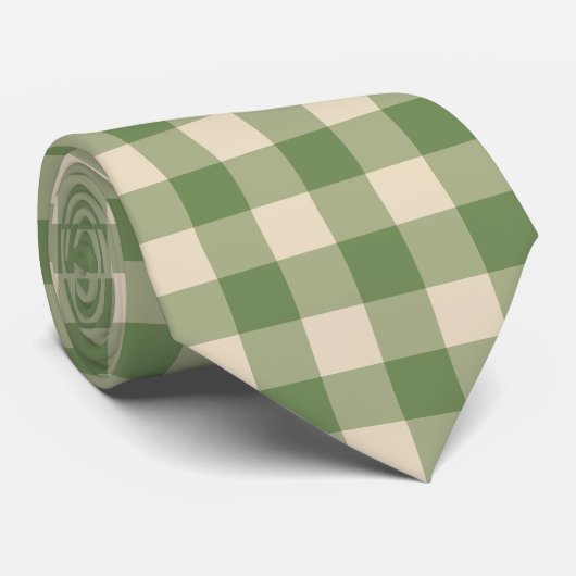 Avocado Green Cotvoordcore Gingham Check Pset Stropdas (Opgerold)