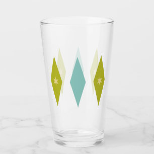Avocado Groen Aqua Sterren & Diamanten Mid Century Glas