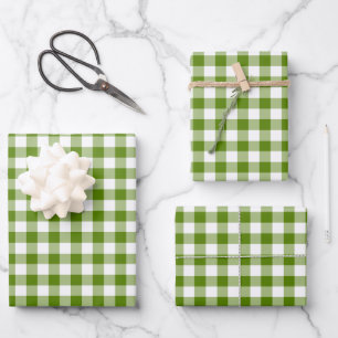Avocado Groen Geruit Gingham Retro Kleur Inpakpapier Vel