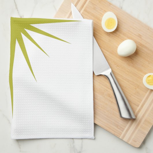 Avocado Groene Atomic Star Mid Century Handdoek (Quarter Fold)