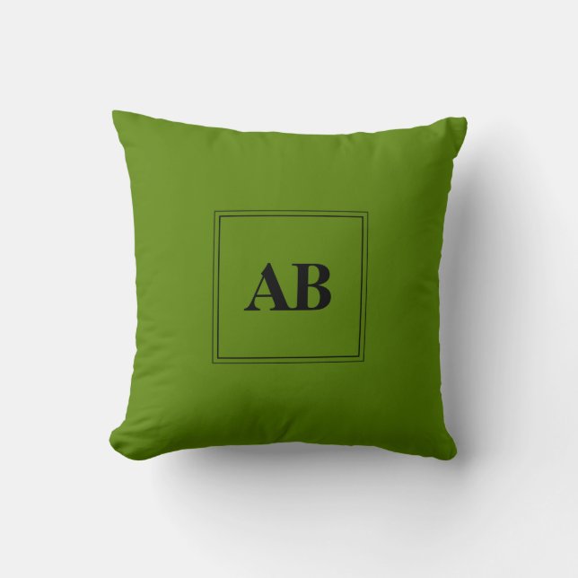 Avocado groene monogram ontwerp kussen (Voorkant)