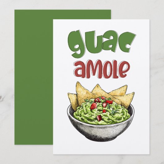 Avocado Guacamole & Tortillas Mexicaans eten Kaart (Voorkant / Achterkant)