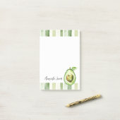 Avocado Heart Green Stripes Post-it® Notes (Op bureau)