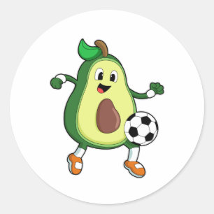 Avocado in Soccer Sports Ronde Sticker