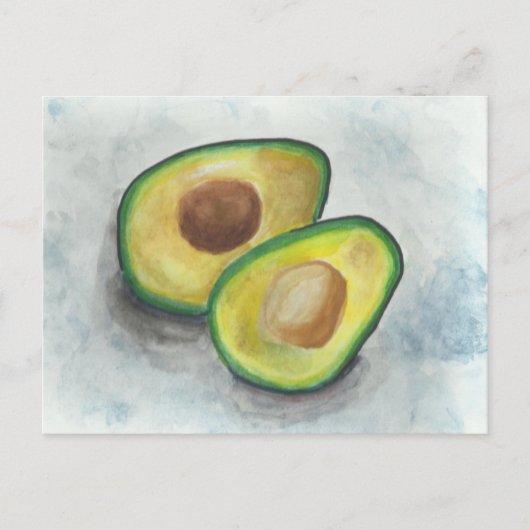 Avocado in Waterverf Briefkaart (Voorkant)