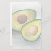 Avocado in Waterverf Briefpapier (Voorkant / Achterkant)