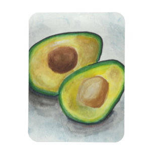 Avocado in Waterverf op een grijze achtergrond Magneet