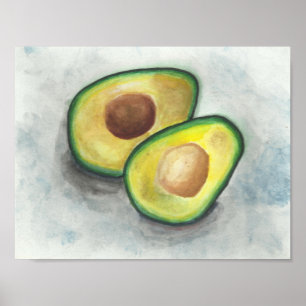 Avocado in Waterverf Poster