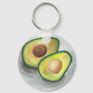 Avocado in Waterverf Sleutelhanger