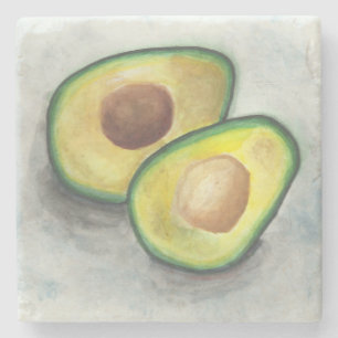 Avocado in Waterverf Stenen Onderzetter