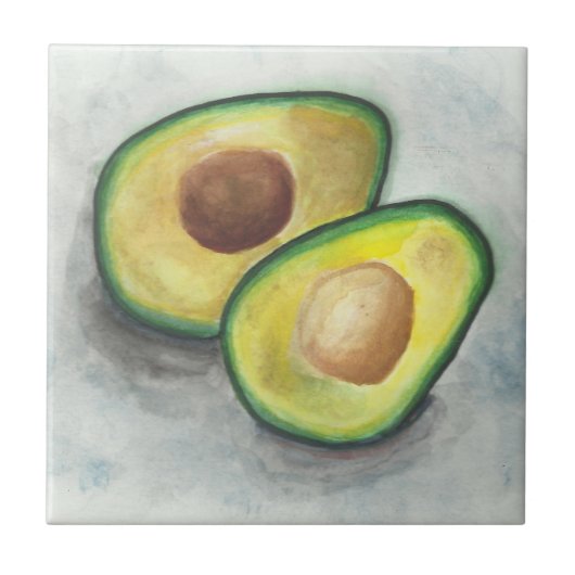 Avocado in Waterverf Tegeltje (Voorkant)