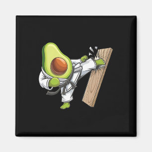 Avocado Karate Meester Brekende Houten Plank Magneet