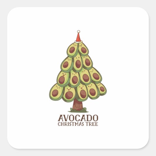 Avocado kerstboom vierkante sticker (Voorkant)
