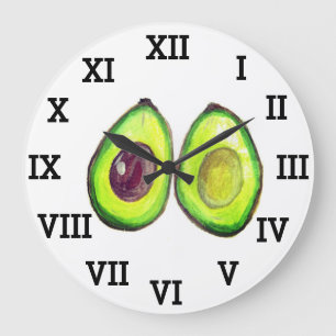 Avocado Keuken Groente Gezond Waterverf Voedsel Grote Klok