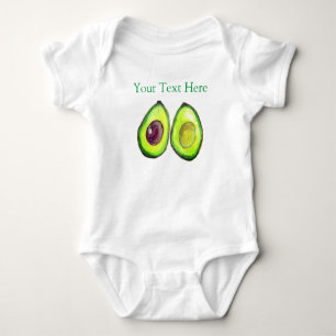 Avocado Kinder Text Vegan Food Healthy Fruit Baby  Romper