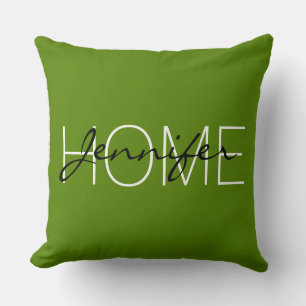Avocado kleur home monogram kussen