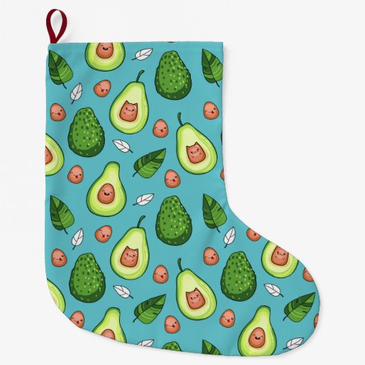 Avocado Large Kerstmis Stocking Grote Kerstsok (Voorkant)