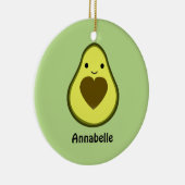 Avocado Love Cute Avocado met hartslag Keramisch Ornament (Rechts)