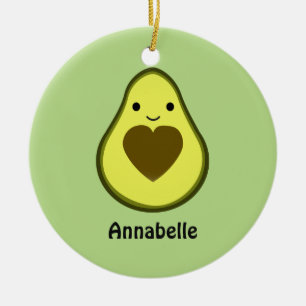 Avocado Love Cute Avocado met hartslag Keramisch Ornament
