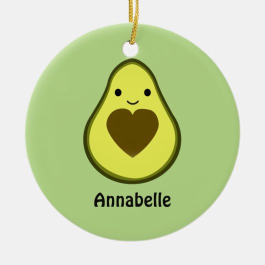 Avocado Love Cute Avocado met hartslag Keramisch Ornament (Voorkant)