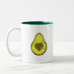 Avocado Love Scribble Tweekleurige Koffiemok