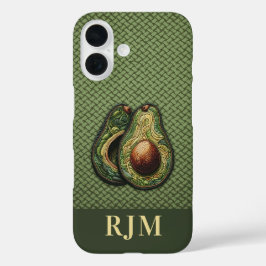 Avocado Lover Faux Borduurwerk iPhone 16 Hoesje