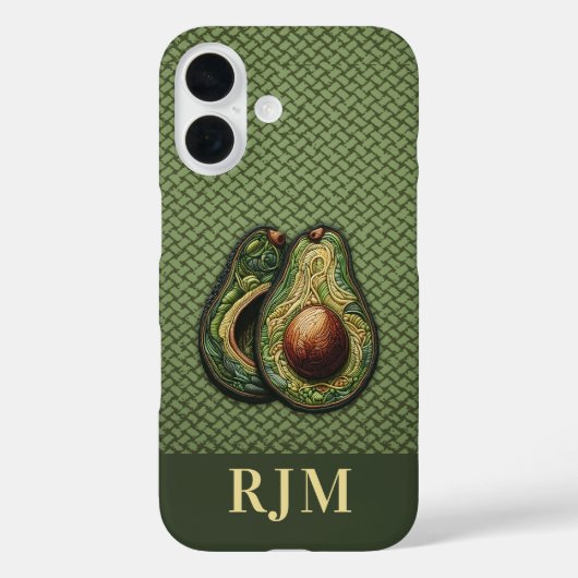 Avocado Lover Faux Borduurwerk Case-Mate iPhone Case (Achterkant)