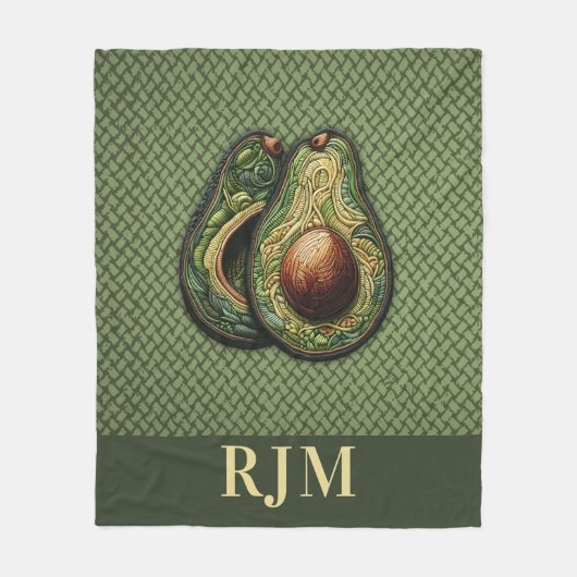 Avocado Lover Faux Borduurwerk Fleece Deken (Voorkant)