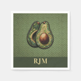Avocado Lover Faux Borduurwerk Servet
