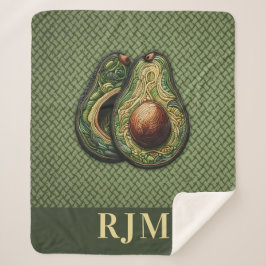 Avocado Lover Faux Borduurwerk Sherpa Deken