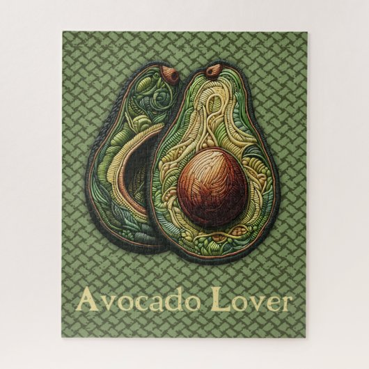 Avocado Lover Faux geborduurd Legpuzzel (Verticaal)
