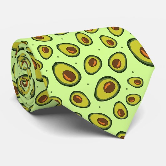 Avocado Lover Green Pears Patterned Vegan Stropdas (Opgerold)