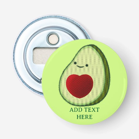 Avocado Lover Schattigee Cartoon Button Flesopener (Voorkant)