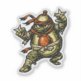 Avocado Ninja — Funny Fruit Warrior Retro Japanese Sticker