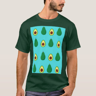 Avocado-patroon Blauw T-shirt