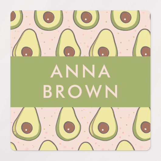 Avocado Patroon Kinder Terug naar School Waterdich Labels (Design 1)