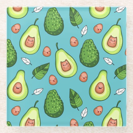Avocado Pattern Glass Onderzetter (Voorkant)