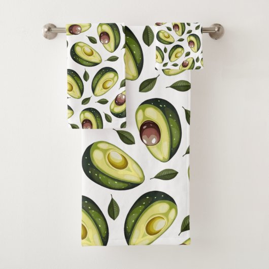 Avocado Pattern Green White Bad Handdoek (Insitu)