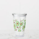 Avocado Pattern Hand Drawn Name Monogram Acryl Drinkbeker (Rechts)