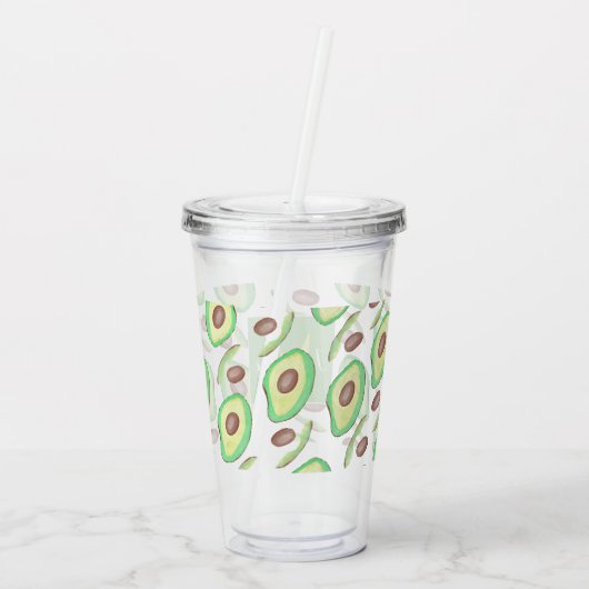 Avocado Pattern Hand Drawn Name Monogram Acryl Drinkbeker (Achterkant)