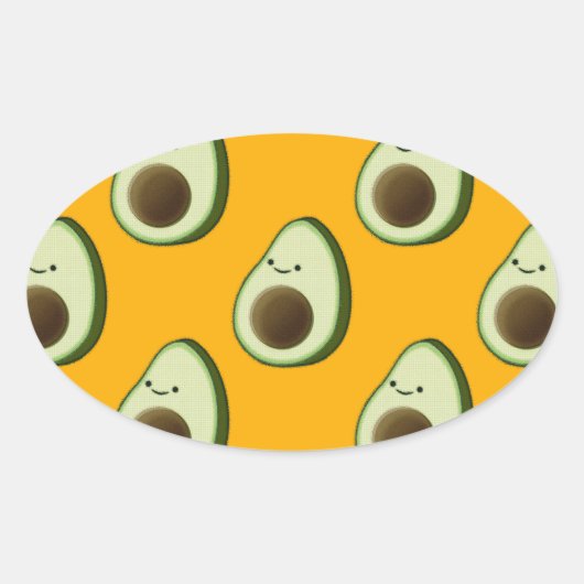 Avocado Pattern Ovale Sticker (Voorkant)