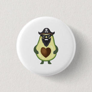 Avocado Pirate Green Beard Funny Food for Kids Ronde Button 3,2 Cm