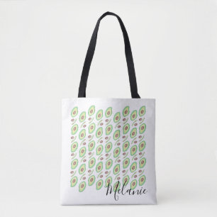 Avocado Pits Slices Fruit Hand Drawn Pattern Draagtas