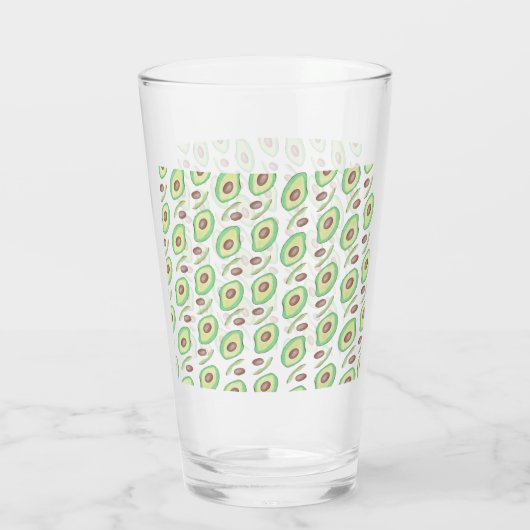Avocado Pits Slices Fruit Hand Drawn Pattern Glas (Achterkant)