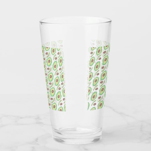 Avocado Pits Slices Fruit Hand Drawn Pattern Glas (Links)